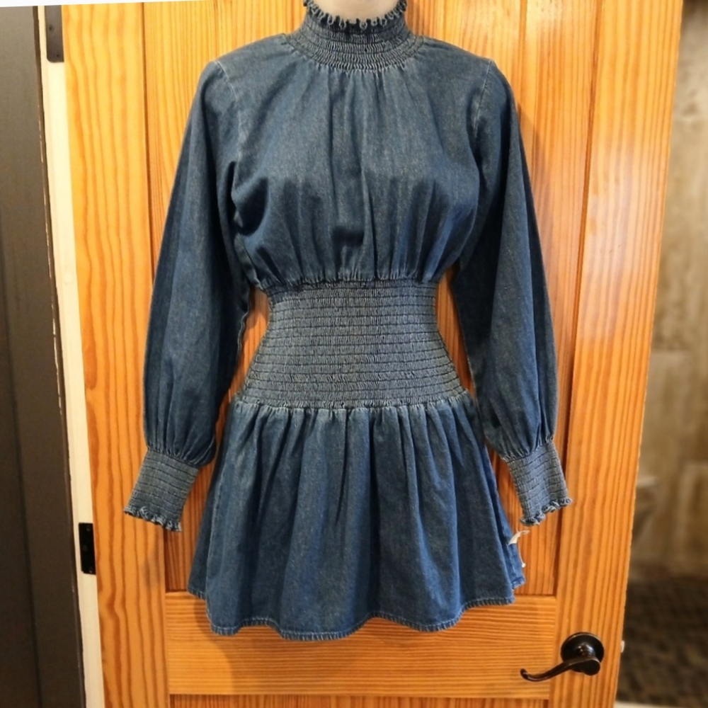 NWT-Something Navy Designer Denim Dress-Perfect For Spring